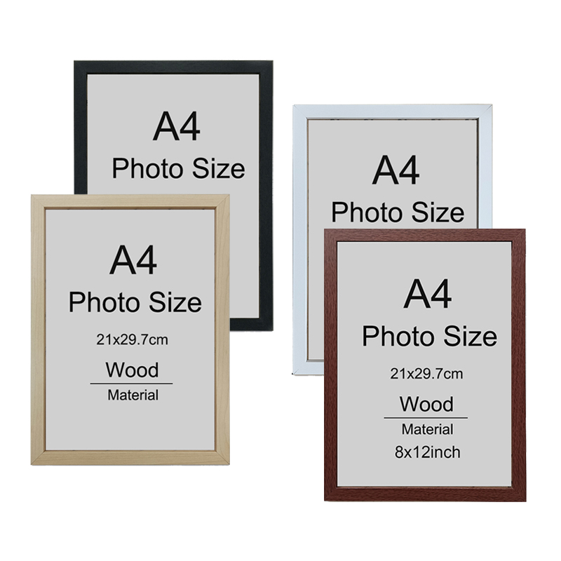 Engraved Wood Frame - 1/2/3 adet Ahşap Resim Çerçevesi A4