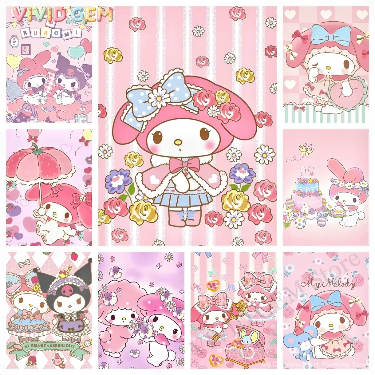Photo Mosaic Print - Elmas Boyama My Melody Sanrio Elmas