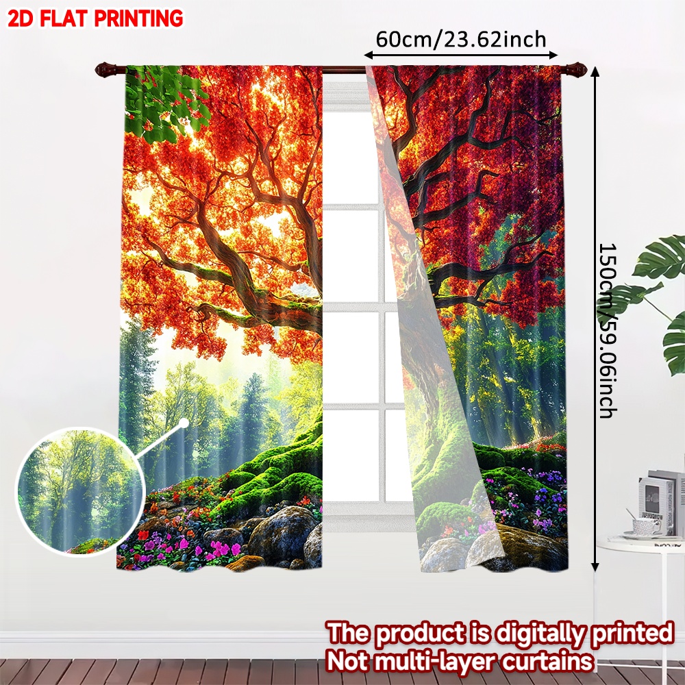 2D düz baskı 2 adet Perde Perd - Family Tree Print incelemesi ve fiyatı